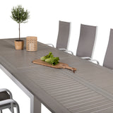 Jídelní stůl Albany 224/324*100 - Bílá Alu / Šedá Aintwood + Copacabana Recliner