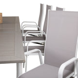 Jídelní stůl Albany 224/324*100 - Bílá Alu / Šedá Aintwood + Copacabana Recliner