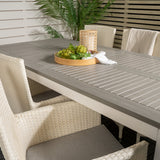Albany Table - 224/324 - White/Grey - Malin Karmstol med dyna - Vit / grå dyna 6