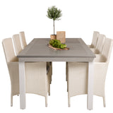 Albany Table - 224/324 - White/Grey - Malin Karmstol med dyna - Vit / grå dyna 6