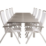 Albany Table - 224/324 - White/Grey - Albany 5:pos Stol - Vit Aluminium/vit textilene/aintwood 8