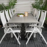 Albany Table - 224/324 - White/Grey - Albany 5:pos Stol - Vit Aluminium/vit textilene/aintwood 8