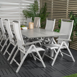 Albany Table - 224/324 - White/Grey - Albany 5:pos Stol - Vit Aluminium/vit textilene/aintwood 8