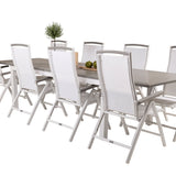 Albany Table - 224/324 - White/Grey - Albany 5:pos Stol - Vit Aluminium/vit textilene/aintwood 8