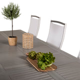 Albany Table - 224/324 - White/Grey - Albany 5:pos Stol - Vit Aluminium/vit textilene/aintwood 8