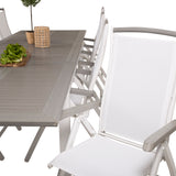 Albany Table - 224/324 - White/Grey - Albany 5:pos Stol - Vit Aluminium/vit textilene/aintwood 8