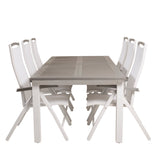 Albany Table - 224/324 - White/Grey - Albany 5:pos Stol - Vit Aluminium/vit textilene/aintwood 6