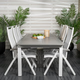 Albany Table - 224/324 - White/Grey - Albany 5:pos Stol - Vit Aluminium/vit textilene/aintwood 6