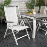 Albany Table - 224/324 - White/Grey - Albany 5:pos Stol - Vit Aluminium/vit textilene/aintwood 6