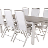 Albany Table - 224/324 - White/Grey - Albany 5:pos Stol - Vit Aluminium/vit textilene/aintwood 6