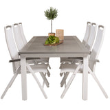 Albany Table - 224/324 - White/Grey - Albany 5:pos Stol - Vit Aluminium/vit textilene/aintwood 6