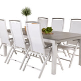 Albany Table - 224/324 - White/Grey - Albany 5:pos Stol - Vit Aluminium/vit textilene/aintwood 6