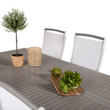 Albany Table - 224/324 - White/Grey - Albany 5:pos Stol - Vit Aluminium/vit textilene/aintwood 6