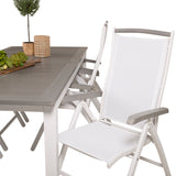 Albany Table - 224/324 - White/Grey - Albany 5:pos Stol - Vit Aluminium/vit textilene/aintwood 6