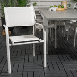 Jídelní stůl Albany 224/324*100 - Bílá Alu / Šedá Aintwood + křeslo Santorini