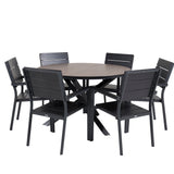 Kulatý jídelní stůl Llama 120 - černý Alu / Hnědý HPL - Židle na patro (stohovatelné) - Black Alu / Black Aintwood 6