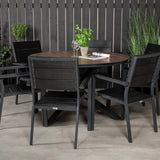 Kulatý jídelní stůl Llama 120 - černý Alu / Hnědý HPL - Židle na patro (stohovatelné) - Black Alu / Black Aintwood 6