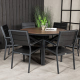 Kulatý jídelní stůl Llama 120 - černý Alu / Hnědý HPL - Židle na patro (stohovatelné) - Black Alu / Black Aintwood 6