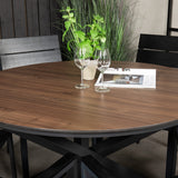 Kulatý jídelní stůl Llama 120 - černý Alu / Hnědý HPL - Židle na patro (stohovatelné) - Black Alu / Black Aintwood 6
