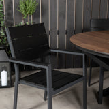 Kulatý jídelní stůl Llama 120 - černý Alu / Hnědý HPL - Židle na patro (stohovatelné) - Black Alu / Black Aintwood 6