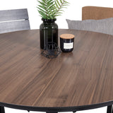 Kulatý jídelní stůl Llama 120 - černý Alu / Hnědý HPL - Židle na patro (stohovatelné) - Black Alu / Black Aintwood 6