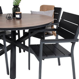 Kulatý jídelní stůl Llama 120 - černý Alu / Hnědý HPL - Židle na patro (stohovatelné) - Black Alu / Black Aintwood 6