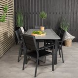 Stůl Albany - 152/210 - Černá/šedá - Židle Levels (stohovatelná) - Black Alu / Black Aintwood 6