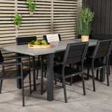 Stůl Albany - 152/210 - Černá/šedá - Židle Levels (stohovatelná) - Black Alu / Black Aintwood 6