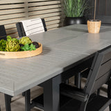 Stůl Albany - 152/210 - Černá/šedá - Židle Levels (stohovatelná) - Black Alu / Black Aintwood 6