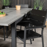 Stůl Albany - 152/210 - Černá/šedá - Židle Levels (stohovatelná) - Black Alu / Black Aintwood 6