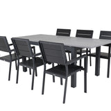 Stůl Albany - 152/210 - Černá/šedá - Židle Levels (stohovatelná) - Black Alu / Black Aintwood 6