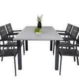 Stůl Albany - 152/210 - Černá/šedá - Židle Levels (stohovatelná) - Black Alu / Black Aintwood 6