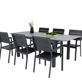 Stůl Albany - 152/210 - Černá/šedá - Židle Levels (stohovatelná) - Black Alu / Black Aintwood 6
