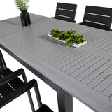 Stůl Albany - 152/210 - Černá/šedá - Židle Levels (stohovatelná) - Black Alu / Black Aintwood 6