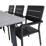 Stůl Albany - 152/210 - Černá/šedá - Židle Levels (stohovatelná) - Black Alu / Black Aintwood 6