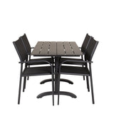 Denver Café Table 120*70 - Černá Alu / Černá Aintwood+Santorini křeslo (stohovatelné) - Černá alu / Černá Textilene_4