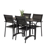 Denver Café Table 120*70 - Černá Alu / Černá Aintwood+Santorini křeslo (stohovatelné) - Černá alu / Černá Textilene_4