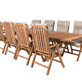Jídelní stůl Kenya 195/295*110*H75 - Teak+Keňa 5-polohová skládací židle - Teak_
