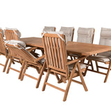 Jídelní stůl Kenya 195/295*110*H75 - Teak+Keňa 5-polohová skládací židle - Teak_