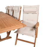 Jídelní stůl Kenya 195/295*110*H75 - Teak+Keňa 5-polohová skládací židle - Teak_