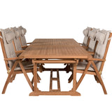 Jídelní stůl Kenya 195/295*110*H75 - Teak+Keňa 5-polohová skládací židle - Teak_