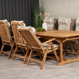 Jídelní stůl Kenya 195/295*110*H75 - Teak+Keňa 5-polohová skládací židle - Teak_