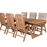 Jídelní stůl Kenya 195/295*110*H75 - Teak+Keňa 5-polohová skládací židle - Teak_