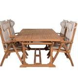 Jídelní stůl Kenya 195/295*110*H75 - Teak+Keňa 5-polohová skládací židle - Teak_