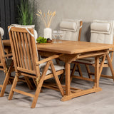 Jídelní stůl Kenya 195/295*110*H75 - Teak+Keňa 5-polohová skládací židle - Teak_