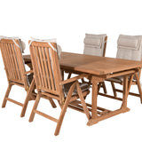 Jídelní stůl Kenya 195/295*110*H75 - Teak+Keňa 5-polohová skládací židle - Teak_