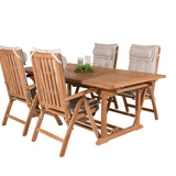 Jídelní stůl Kenya 195/295*110*H75 - Teak+Keňa 5-polohová skládací židle - Teak_