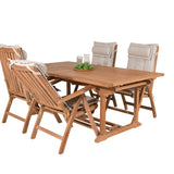 Jídelní stůl Kenya 195/295*110*H75 - Teak+Keňa 5-polohová skládací židle - Teak_