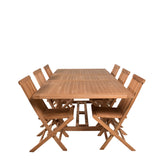 Jídelní stůl Kenya 195/295*110*H75 - Teak+Keňa skládací židle s područkou - Teak