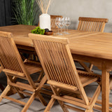 Jídelní stůl Kenya 195/295*110*H75 - Teak+Keňa skládací židle s područkou - Teak